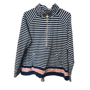 Lilly Pulitzer Pullover 1/2 Zip Striped Women Large Sweatshirt Long Sleeves